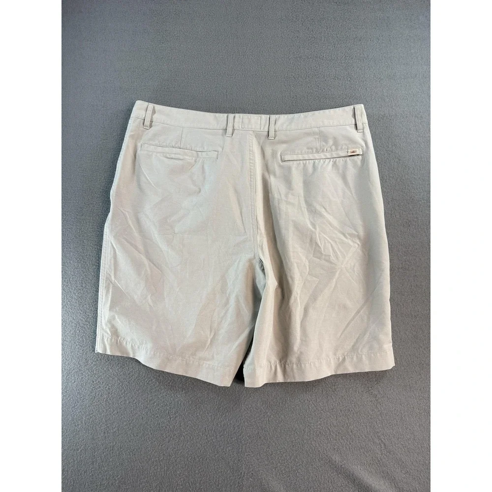 Faherty All Day Shorts Mens 38 Beige Microfiber Chino 9 Inseam Quick Dry
